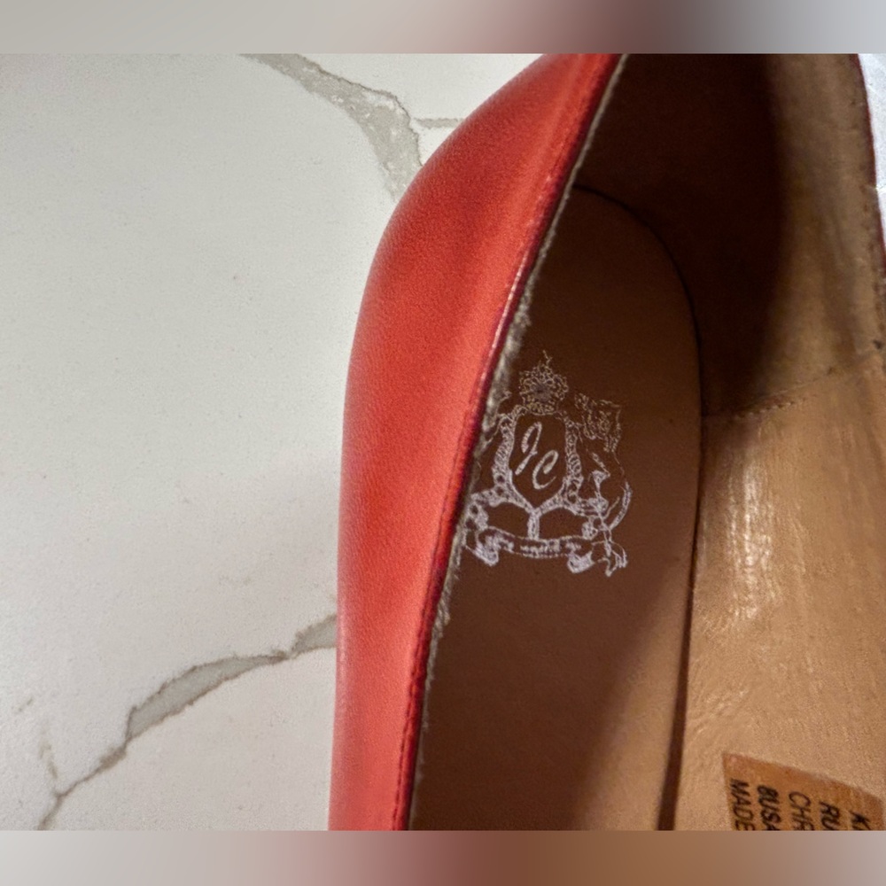 Red leather & wood wedge heels - Picture 12 of 13